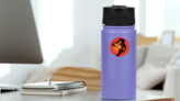 Girls Lacrosse Player Silhouette Sticker on a Water Bottle (New) example