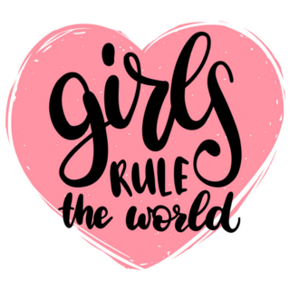 Girls Rule The World Calligraphy Heart Sticker