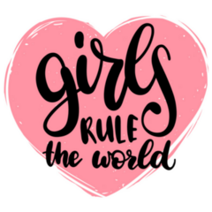 Girls Rule The World Calligraphy Heart Sticker