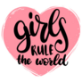 Girls Rule The World Calligraphy Heart Sticker