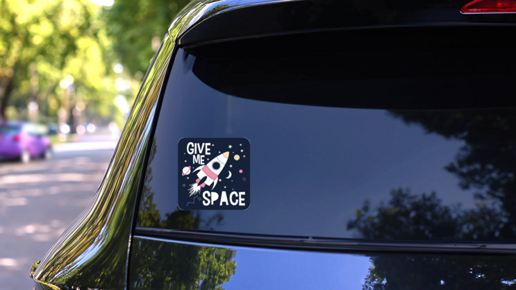 Give Me Space Slogan Sticker on a Rear Car Window (New) example