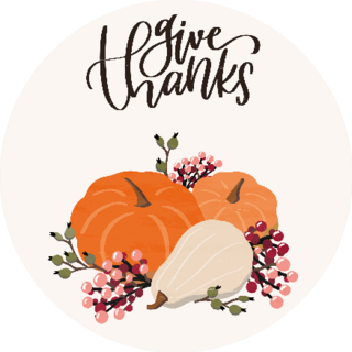 Give Thanks Pumpkin Autumn Illustration Sticker