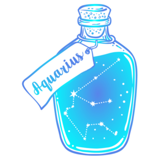 Glass Bottle With Zodiac Aquarius Constellation Inside Sticker