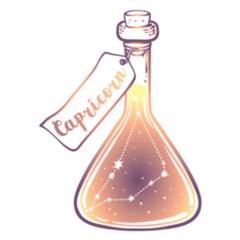 Glass Bottle With Zodiac Magial Capricorn Constellation Sticker