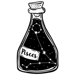 Glass Bottle With Zodiac Pisces Constellation Inside Sticker