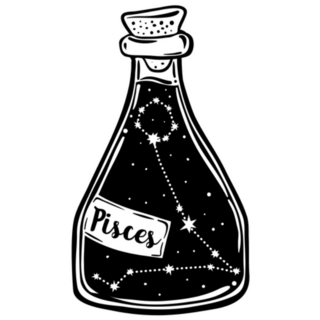 Glass Bottle With Zodiac Pisces Constellation Inside Sticker
