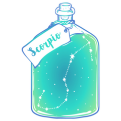 Glass Bottle With Zodiac Scorpio Constellation Inside Sticker