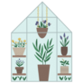 Glass Greenhouse with Potted Plants and Flowers Sticker