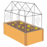 Glass Greenhouse with Young Cabbage and Salad Plants Sticker