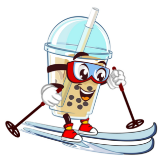 Glass Of Boba Skiing Sticker 