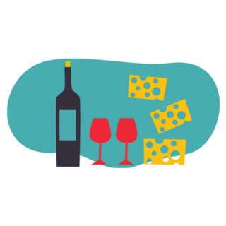 Glass Of Wine, Wine, Cheese. Wine Lover Sticker