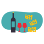 Glass Of Wine, Wine, Cheese. Wine Lover Sticker