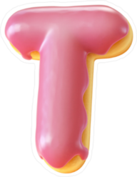 Glazed Donut Font Letter T Sticker
