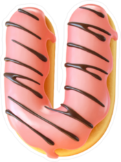 Glazed Donut Font Letter U Sticker