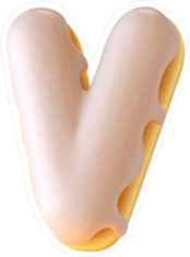 Glazed Donut Font Letter V Sticker