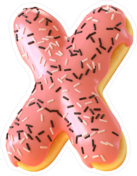 Glazed Donut Font Letter X Sticker