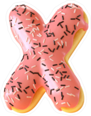 Glazed Donut Font Letter X Sticker