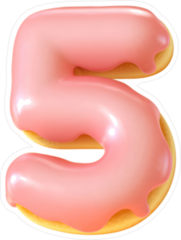 Glazed Donut Number 5 Sticker