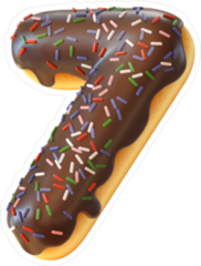 Glazed Donut Number 7 Sticker