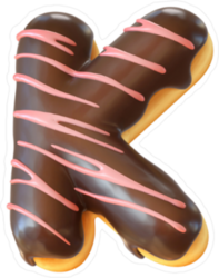 Glazed Frosted Donut Font Letter K Sticker