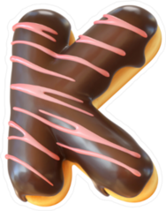 Glazed Frosted Donut Font Letter K Sticker