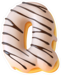 Glazed Frosted Donut Font Letter Q Sticker