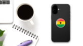 Glossy Ghana Flag Sticker on a Phone (New) example