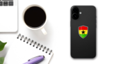 Glossy Ghana Shield Sticker on a Phone (New) example