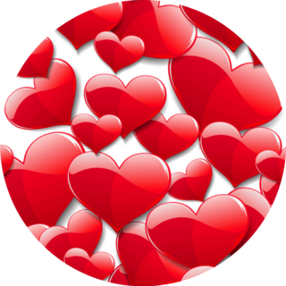 Glossy Red Hearts Abstract Background Sticker