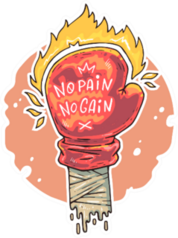 Glove For Boxing No Pain No Gain Illustration Sticker