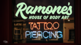 Glow Transfer Decal on Tattoo Parlor Window