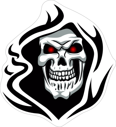 Glowing Eyes Skull in Hood Sticker