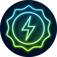 Glowing Neon Lightning Bolt Sticker
