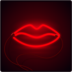 Glowing Neon Lips Sign Sticker