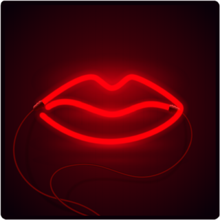 Glowing Neon Lips Sign Sticker