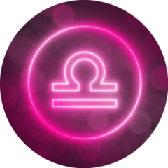 Glowing Neon Sign Of Libra Circle Sticker
