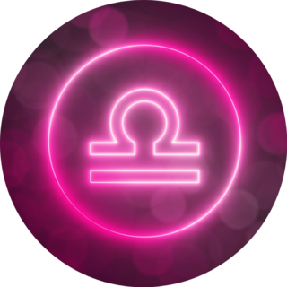 Glowing Neon Sign Of Libra Circle Sticker