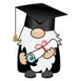 Gnome In Graduate Cap Holding Diploma Sticker