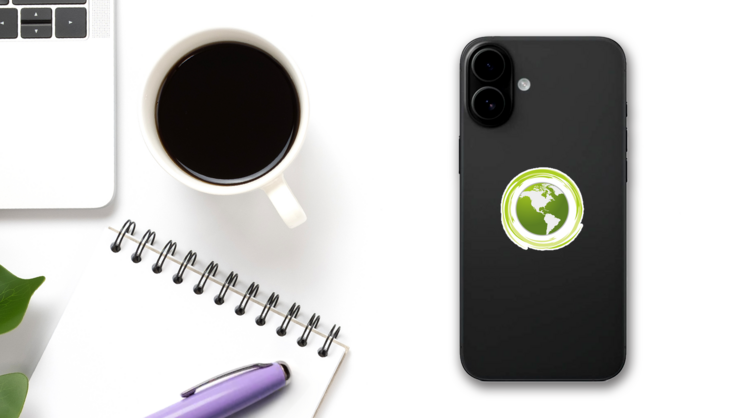 Go Green Earth Sticker on a Phone (New) example