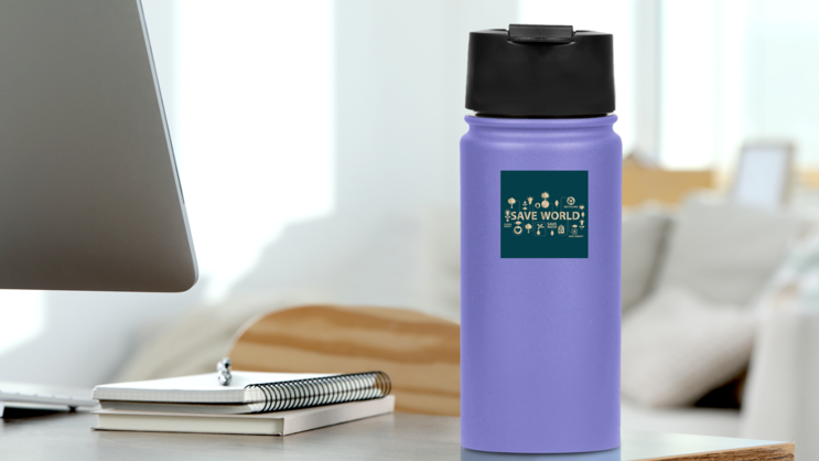 Go Green Save The World Sticker on a Water Bottle (New) example