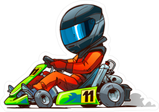 Go Kart Racer Cartoon Sticker