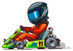 Go Kart Racer Cartoon Sticker