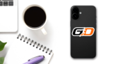 GO Running Marathon Logo Sticker on a Phone (New) example