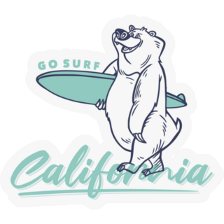 Go Surf California A Bear Carrying A Surfboard Sticker