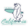 Go Surf California A Bear Carrying A Surfboard Sticker