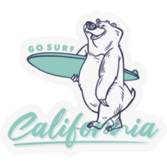Go Surf California A Bear Carrying A Surfboard Sticker