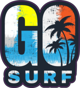 Go Surf Lettering With Grunge Background Sticker