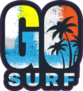 Go Surf Lettering With Grunge Background Sticker