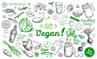 Go Vegan With Healthy Food Doodles