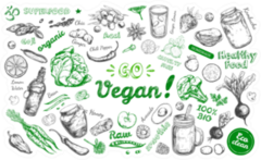 Go Vegan With Healthy Food Doodles